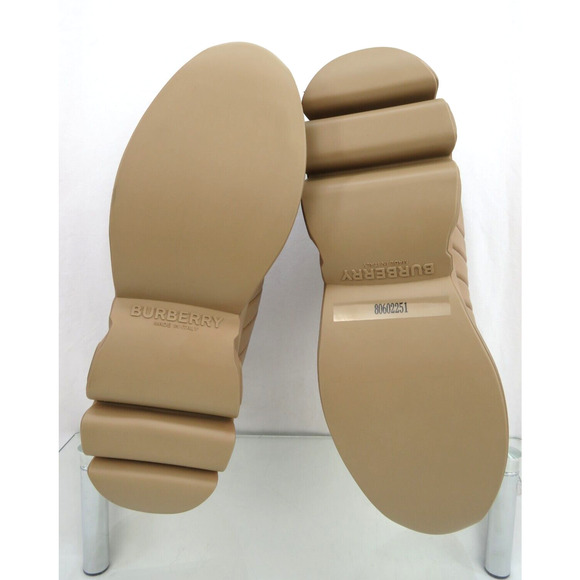 $850 BURBERRY AXBURTON BISCUIT TAN CHECK QUILTED LEATHER LOGO SNEAKERS 11 US 44 - Picture 10 of 12